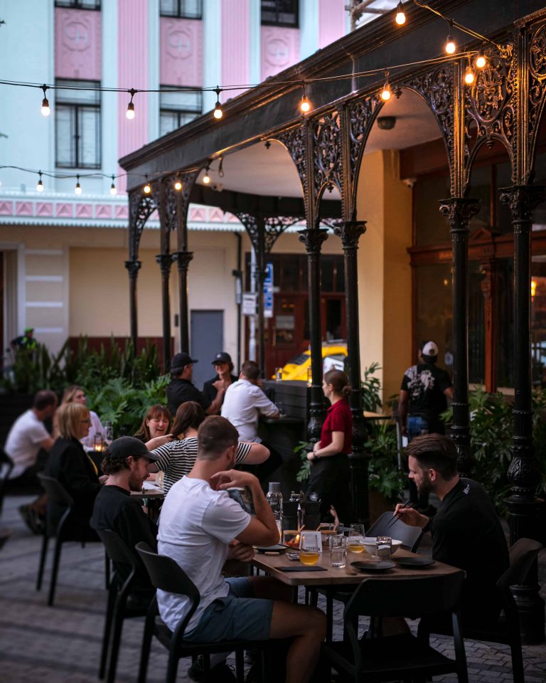 Ramenhead courtyard in the evening